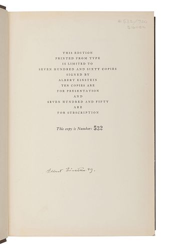 EINSTEIN, Albert (1879-1955). Albert Einstein: Philosopher-Scientist. Edited by Paul Arthur Schilpp. Evanston: Library of Living Philosophers, 1949.