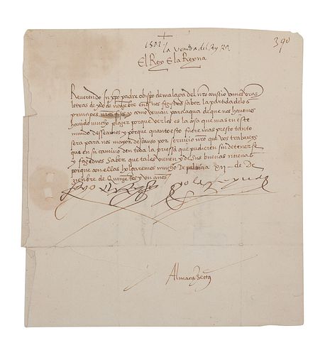 FERDINAND II (1452-1516) and ISABELLA I of Spain (1451-1504). Letter signed at head ("Yo El Rey" & "Yo La Reyna") to the Bishop of Malaga and his coun