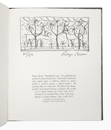 [FINE PRESS & LIVRE D'ARTISTE]. -- BROWN, Roger (1941-1997). Roger Brown Sketchbook 1982. New York: Styria Studios, 1983. 