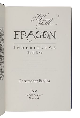 PAOLINI, Christopher. Eragon. Inheritance. Book One. New York: Alfred A. Knopf, 2003.