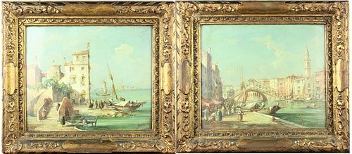 Pair of Venetian Scenes, E. Zeno (18
80-1956) O/C