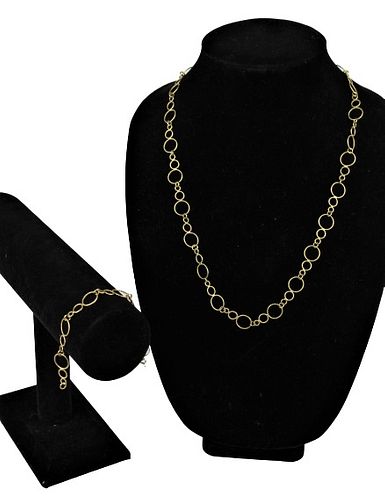 18k Yellow Gold Necklace & Bracelet
