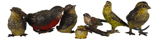 Collection of (7) Diminutive Viennese Bronze Birds