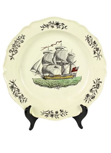 English Creamware Nautical  Dinner Plate