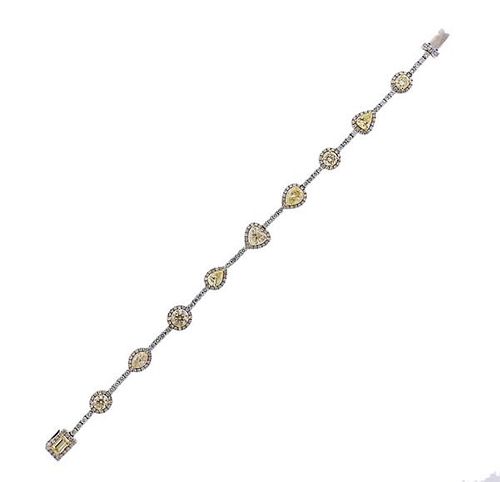 GIA Fancy Yellow 5.33ctw Diamond 18k Gold Bracelet 