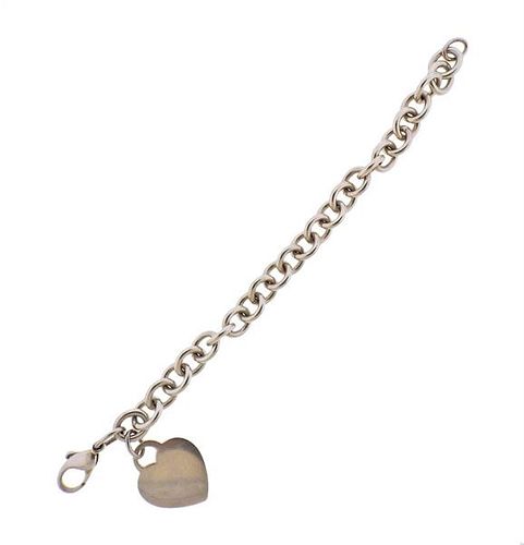 Tiffany &amp; Co Silver Heart Tag Charm Bracelet