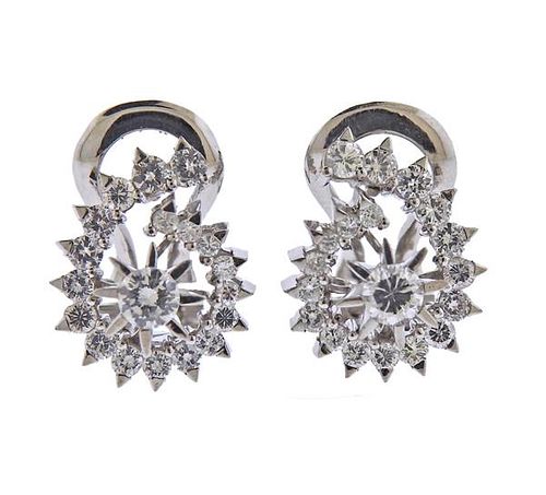 18k Gold Diamond Swirl Motif Earrings 