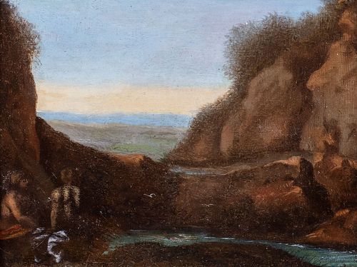 Pittore olandese attivo a Roma, inizi secolo XVII - Landscape with bathers