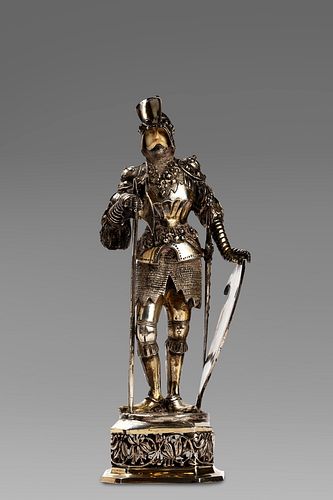 Armigero in silver, with ivory head, 19th century