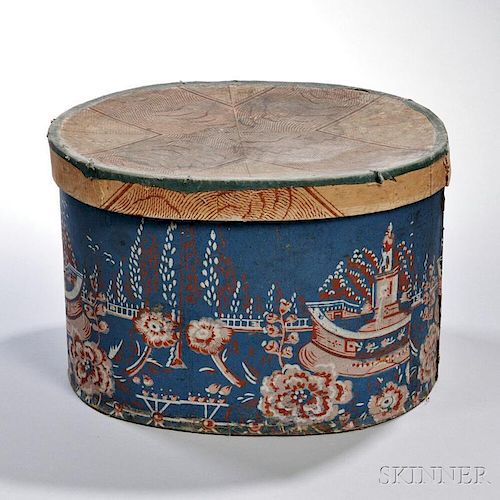 Wallpaper-covered Oval Box