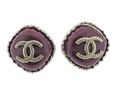 Chanel CC Red Stone Earrings