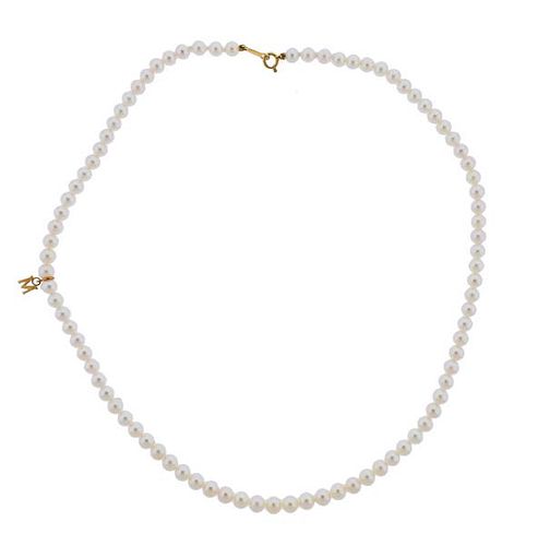 Mikimoto 18K Gold 4mm Pearl Strand Necklace