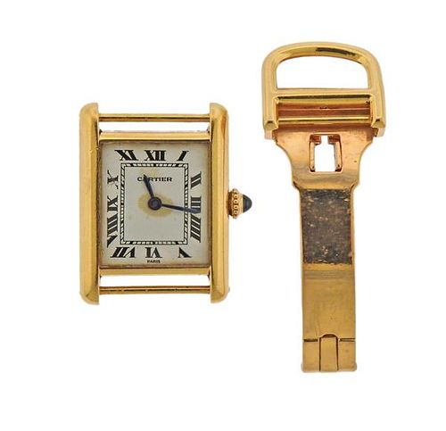 Cartier Paris Tank 18k Gold Manual Watch 