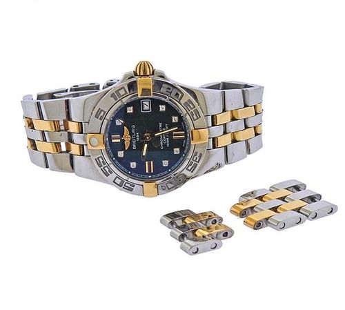Breitling Starliner 18k Gold Steel Diamond Watch B71340