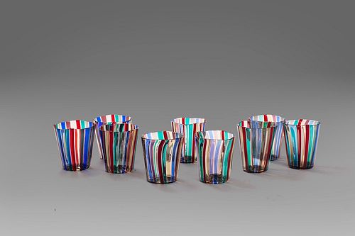 Gio Ponti (MIlano 1891-1979)  - Lot of nine Murano glass, from the 1950s to the 1990s