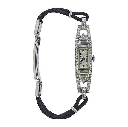 Art Deco Platinum Diamond Watch 