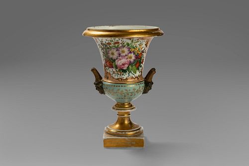 Polychrome porcelain vase decorated with floral motifs
