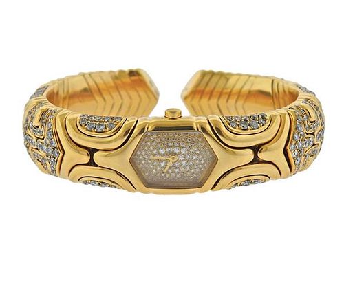Bvlgari Bulgari Alveare 18k Gold Diamond Bracelet Watch 