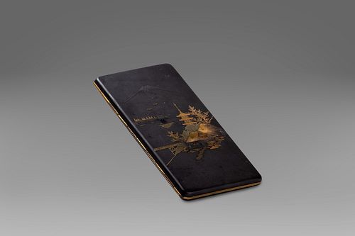 Iron cigarette case with silver and gold decorations, Japan early 20th century