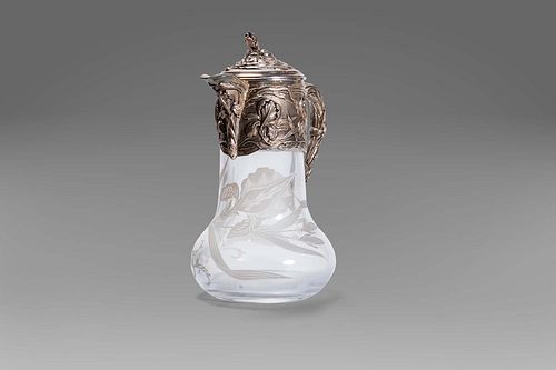 Crystal and silver jug, 20th century