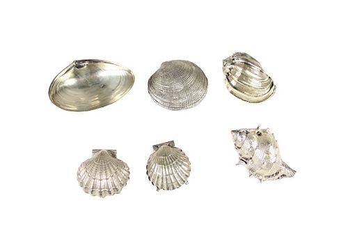 Collection (6) Silver & Silver Plated Shell Forms