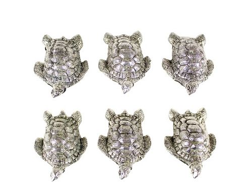 Set of (6) Mexican Sterling Place Card Holders