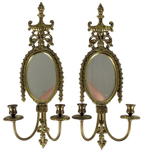 Pair of French Gilt Mirrored Wall Sconces
