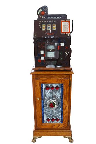 Early 20th C Nickel Slot Machine/Contemporary Base