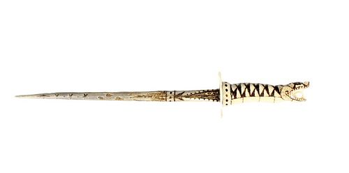 Carved Bone Viper Ceremonial Dagger