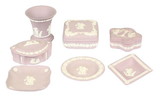 Collection of Pink Wedgewood Jasperware