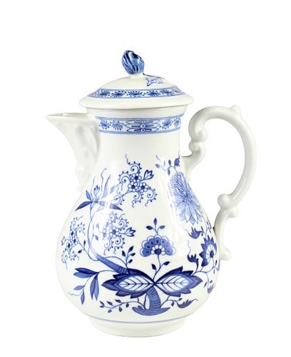 German Blue & White Porcelain Teapot w Lid