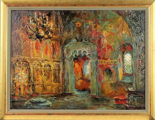 Russian Painting of a Church Interior