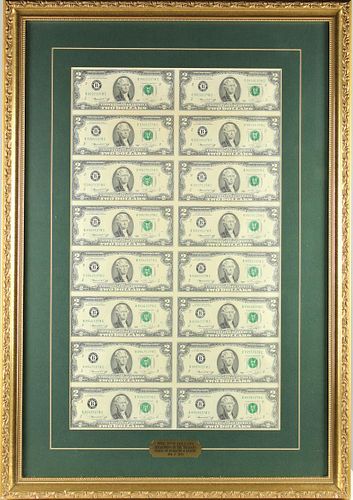 1976 Special Uncut Sheet of Bicentennial $2 Bills