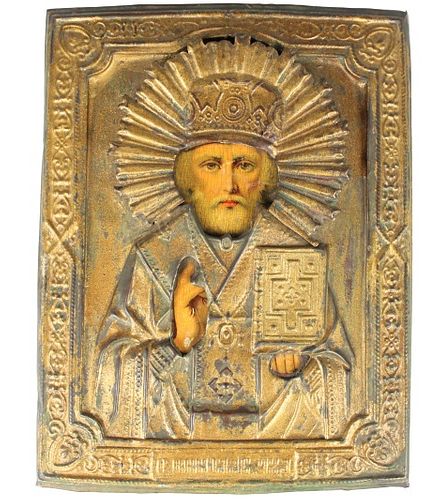 Old Russian Icon of Saint Nicholas