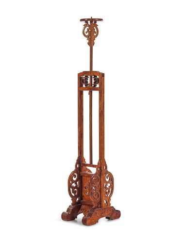 A Huanghuali Lamp Stand, Dengtai
Height 66 1/8 in. 168 cm. 