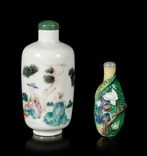 Two Porcelain Snuff Bottles
Height of tallest overall 4 3/4 in., 12.1 cm.