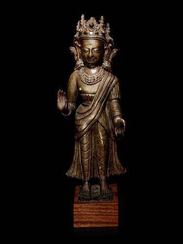 A Large Tibetan Gilt Bronze Figure of Buddha Dipankara 
Height 12 1/4 in., 31.12 cm