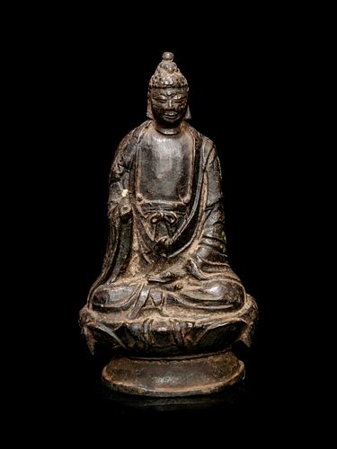 A Bronze Figure of Buddha Shakyamuni Height 8 1/2 in., 21.6 cm.