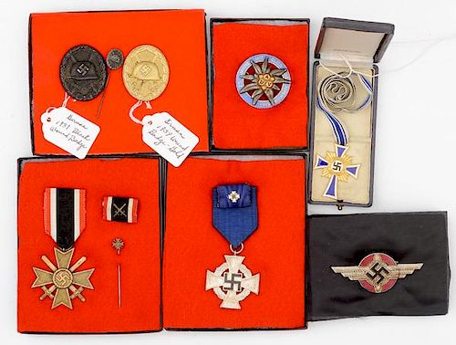 German WWII Medals and Insignia, Lot of Ten 