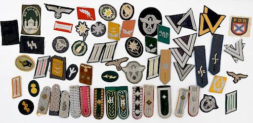 German WWII Shoulder and Sleeve Insignia, Large Lot 