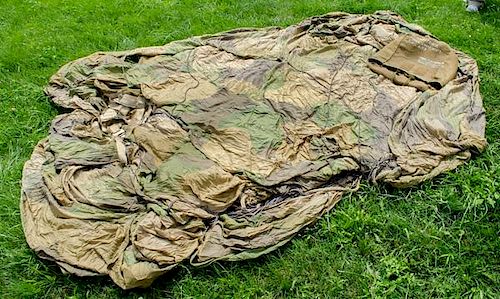 German WWII Parachute with Harness and Kit Bag 