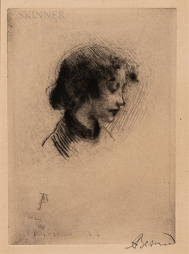Albert Besnard (French, 1849-1934)      Profile of a Young Woman