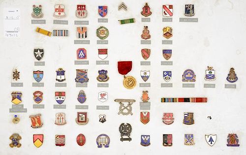 US WWII Distinctive Insignia Board, Lot of Fifty-Eight 