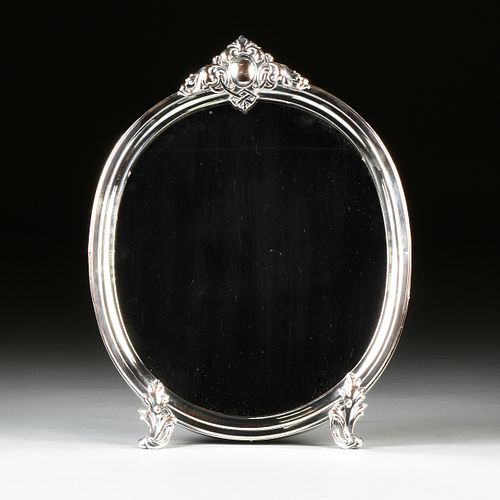 A ROCOCO REVIVAL SILVERPLATED TABLE TOP MIRROR, POSSIBLY ENGLISH, LATE 19TH CENTURY, 