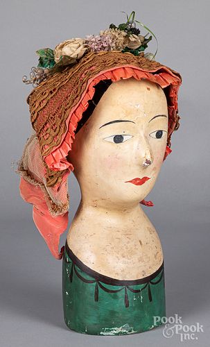 Papier-mâché hat or wig stand, 19th c.