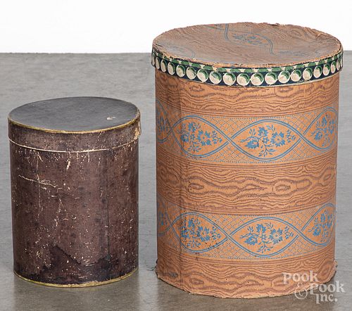 Two cylindrical hat boxes, 19th c.