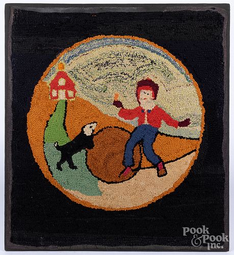 Hooked rug, mid 20th c.