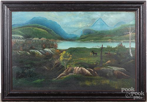Large American oil on canvas landscape