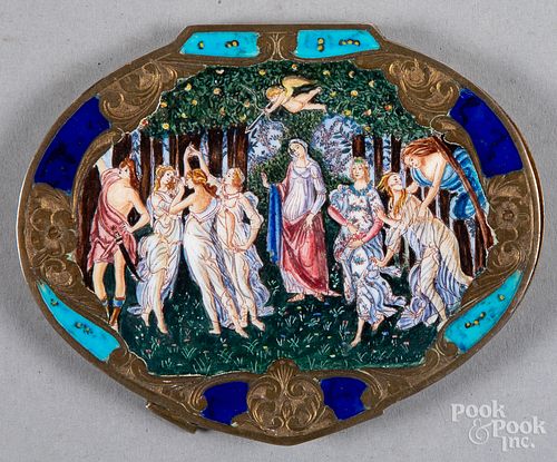 800 silver and enamel compact