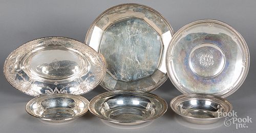 Sterling silver serving dishes, 53.6 ozt.